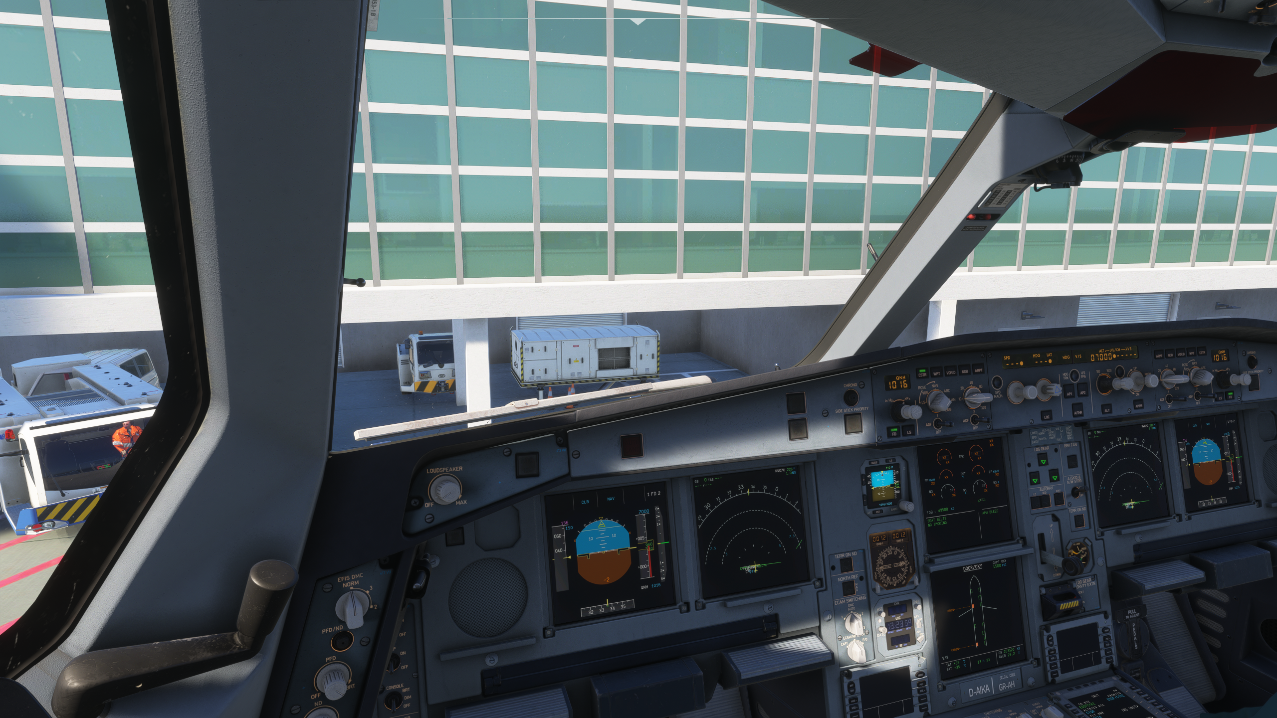 Airbus cockpit preparing for a vOCN flight
